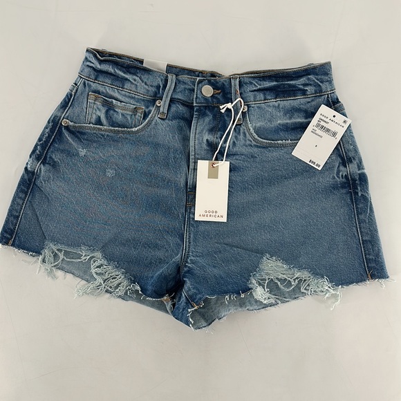 Good American Indigo433 Good 90s Shorts 0 - Picture 2 of 13